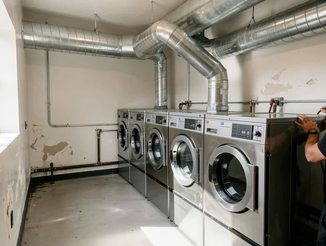 Berlin Dryer Vent Cleaning team performing large-scale commercial dryer vent cleaning in Berlin