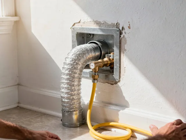 Berlin Dryer Vent Cleaning certified technician performing specialized gas dryer vent cleaning in Berlin